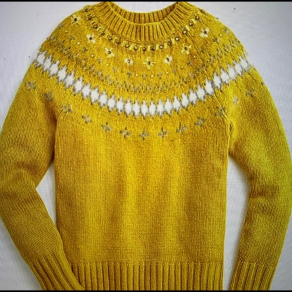 J Crew Embellished Fair Isle Sweater NWOT